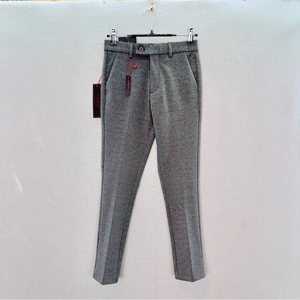 Leo & Zachary -Boys grey jersey stretch dress pants slim fit straight legs SZ 10